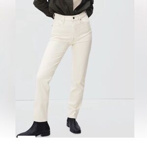Everlane Women's White Jeans 30 The High Rise Cheeky Straight 100% Cotton